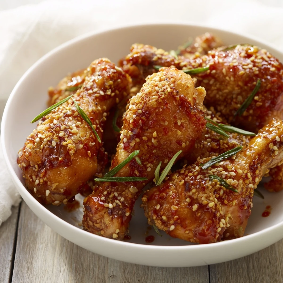 Golden, crispy Honey-Chili Glazed Chicken Wings glistening with a sweet, spicy glaze, ready to serve and enjoy.