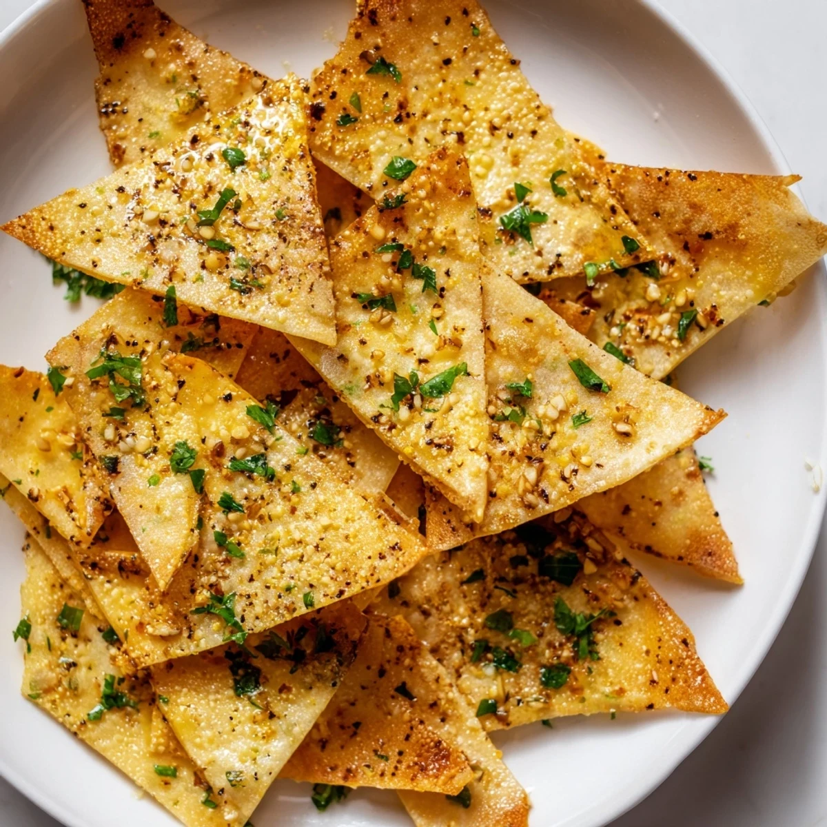 Crispy garlic lumpia chips: Golden, perfectly air-fried snacks with aromatic garlic, ideal for dipping.