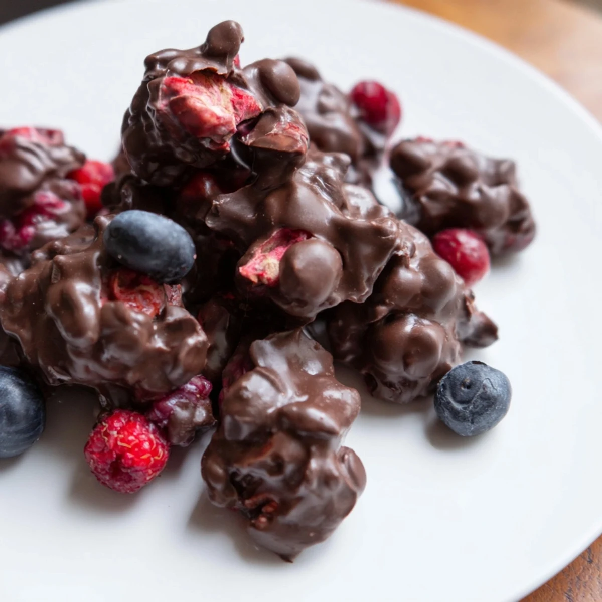 Crisp, delicious, frozen Chocolate Yogurt Clusters: a delightful snack featuring rich chocolate and creamy yogurt.