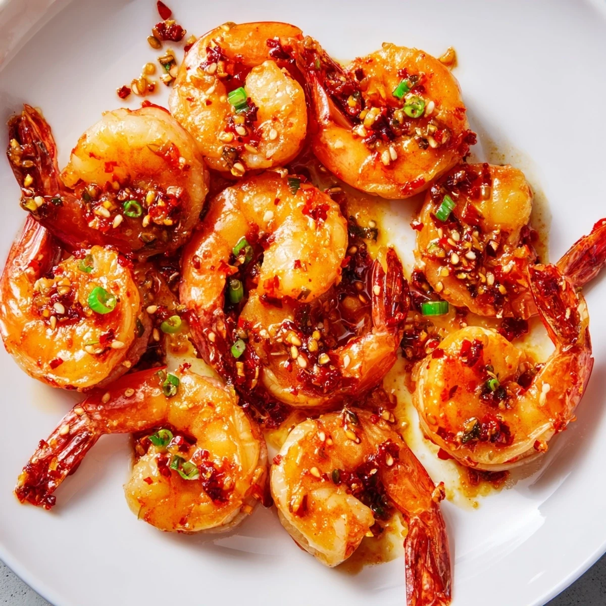 Close-up of buttery, glistening Korean garlic butter shrimp, inviting you in for a delicious bite.