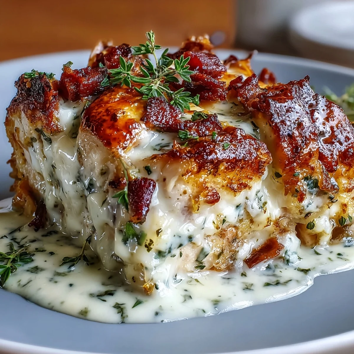 Golden, flaky puff pastry tops a rich Chicken and Leek Pie, filled with tender chicken, leeks, and smoky bacon.