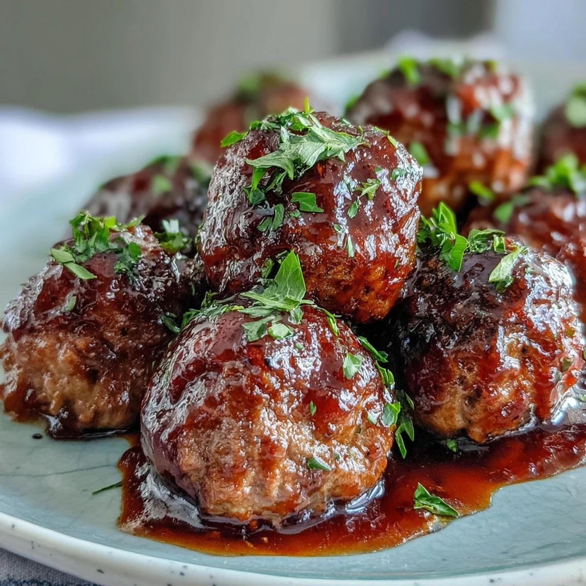 Slow-cooker Grape Jelly and Chili Sauce Meatballs swimming in a sticky, glossy sauce.