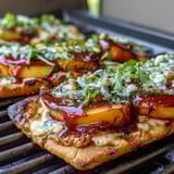 BBQ Peach Brie Flatbread Grill