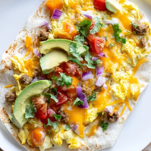 Golden-brown Sheet Pan Breakfast Tacos sit on a sheet pan, brimming with fluffy eggs, melted cheese, and fresh avocado slices.