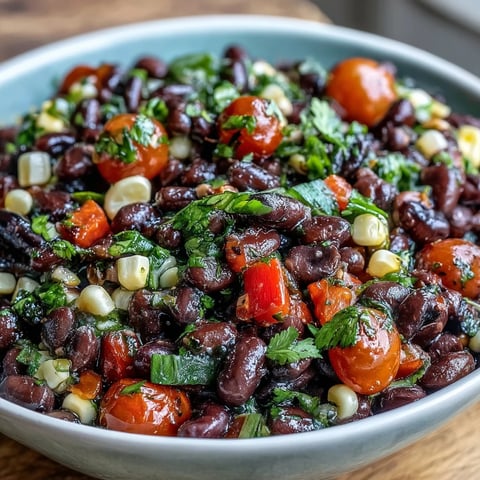 Colorful bowl of Cowboy Caviar featuring black beans, corn, and peppers, tossed in a zesty lime dressing.