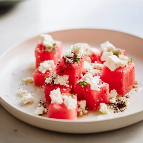 Close-up of a refreshing Fresh Watermelon and Feta Salad, perfect for summer gatherings, showcasing color.