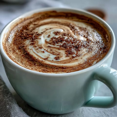 A warm cup of Hojicha Flat White with nutty aromas, served beside loose hojicha leaves for a rustic Japanese vibe.