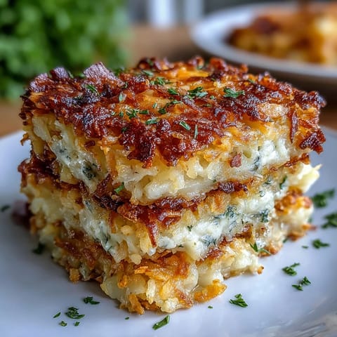 Warm, comforting cheesy hash brown casserole featuring shredded potatoes, melted cheddar, and a crunchy baked topping.