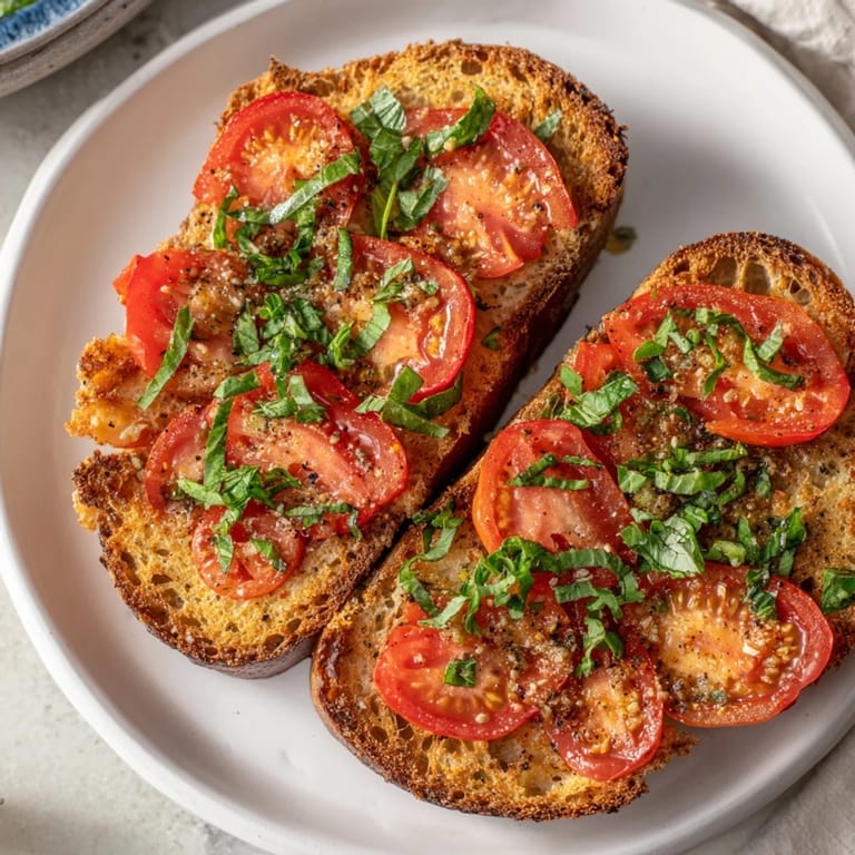 Warm, homemade Simple Tomato and Basil Flatbread, smelling heavenly, fresh from the oven, ready to serve and enjoy.