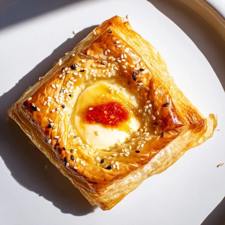 Warm, melty Brie bites topped with honey and chili crisp give a perfect savory appetizer experience.