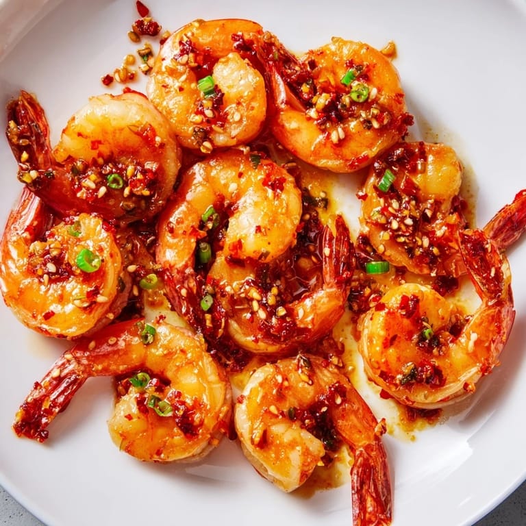 Close-up of buttery, glistening Korean garlic butter shrimp, inviting you in for a delicious bite.
