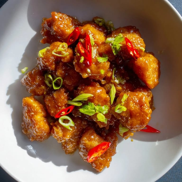 Golden-brown bite-sized pieces of Vietnamese Caramel Chicken, ready to be served over rice.