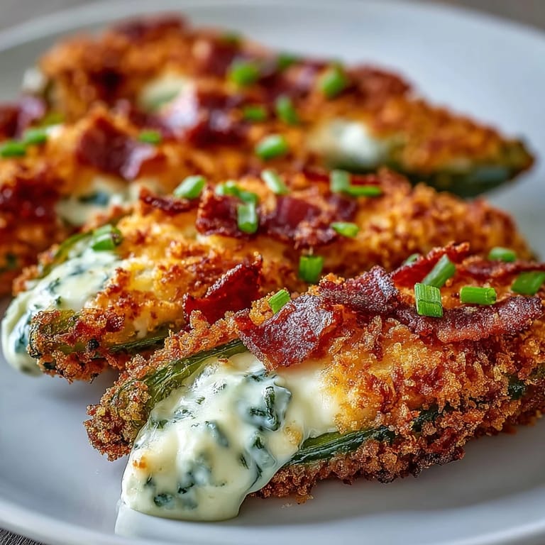 Crispy, gluten-free Air Fryer Jalapeño Poppers served warm from the air fryer, with chive garnish.