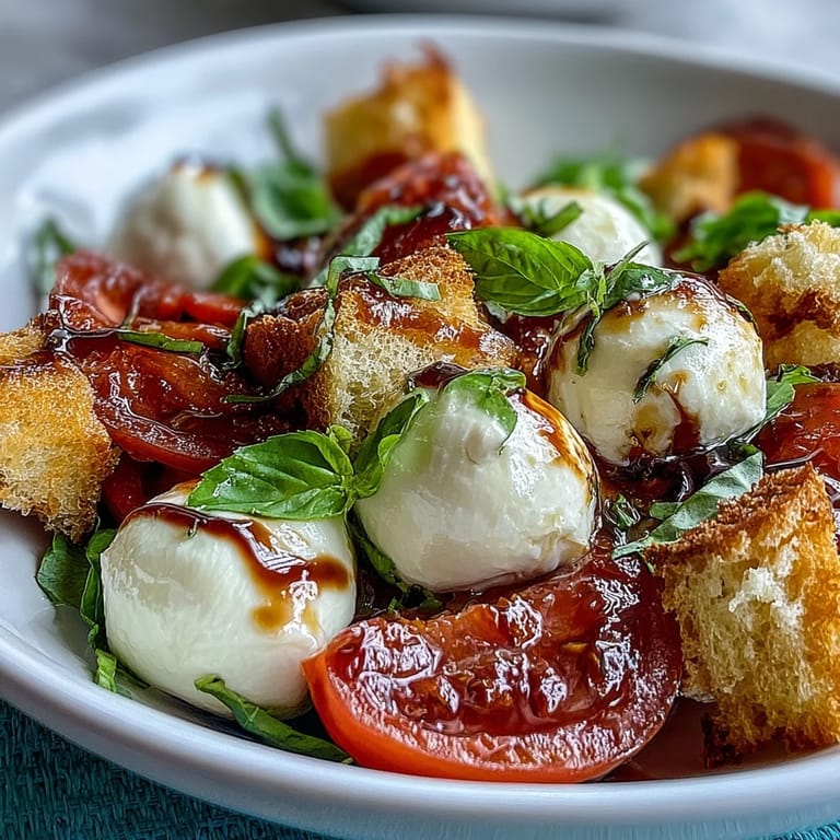 In a Caprese Salad Bowl, juicy tomato slices and mozzarella balls are drizzled with balsamic and olive oil.
