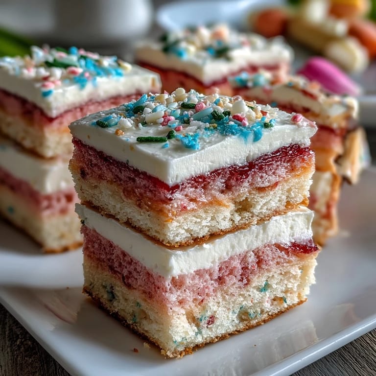 Layered Spring Ombre Cake features delicate pink and yellow sponge, elegantly frosted for a stunning, festive centerpiece.