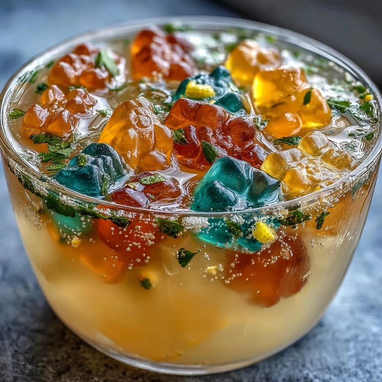 Viral aesthetic lemonade jelly cups featuring gummy bears nestled in bright, jiggly layers.