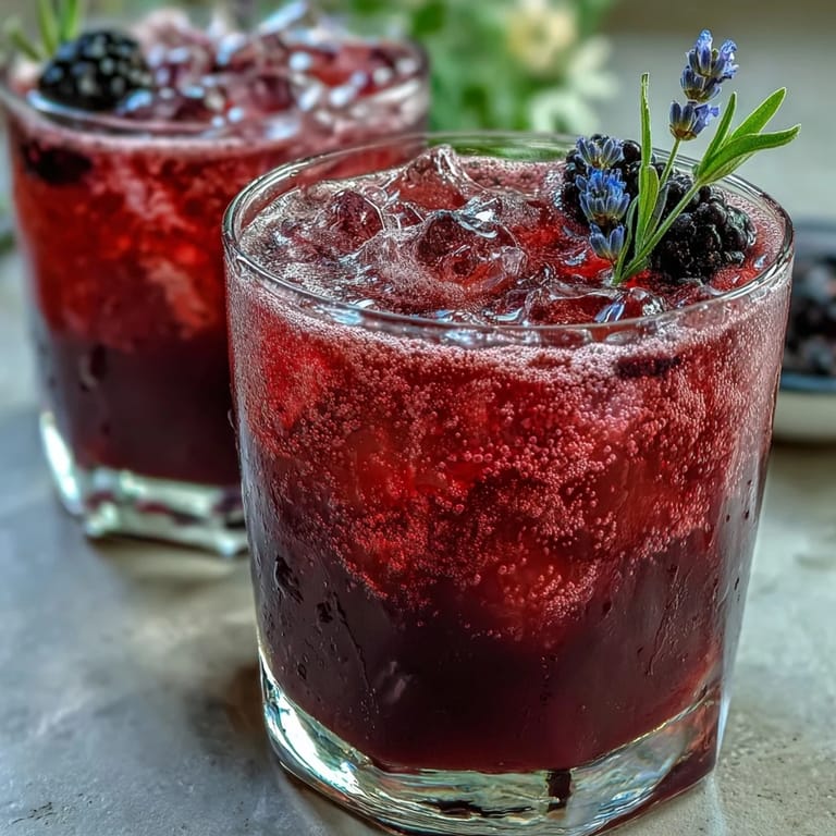 Sparkling Blackberry Lavender Lemonade Fizz ready for a summer party, beautifully garnished.
