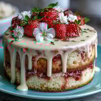 Spring Floral Drip Strawberry Cake